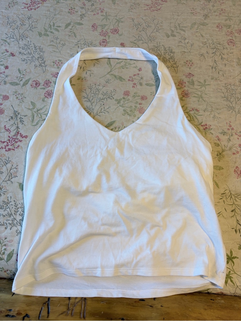 SO White Halter V-Neck Tank Top